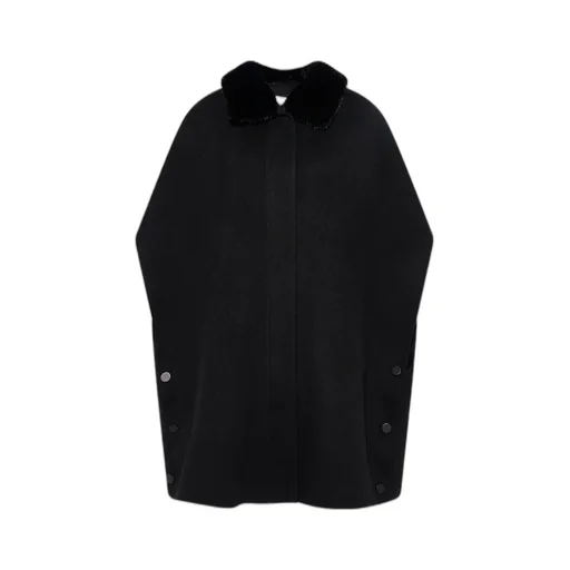Cashmere-Blend Cape With Removable Mink Fur Collar