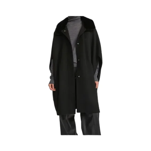 Cashmere-Blend Cape With Removable Mink Fur Collar