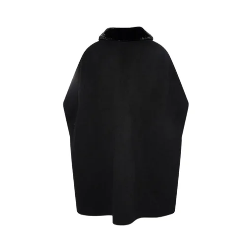 Cashmere-Blend Cape With Removable Mink Fur Collar