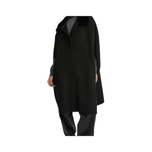 Cashmere-Blend Cape With Removable Mink Fur Collar