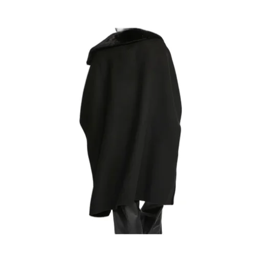 Cashmere-Blend Cape With Removable Mink Fur Collar