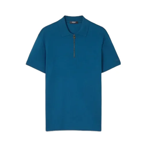 Versace Zip Detail Cotton Polo Shirt