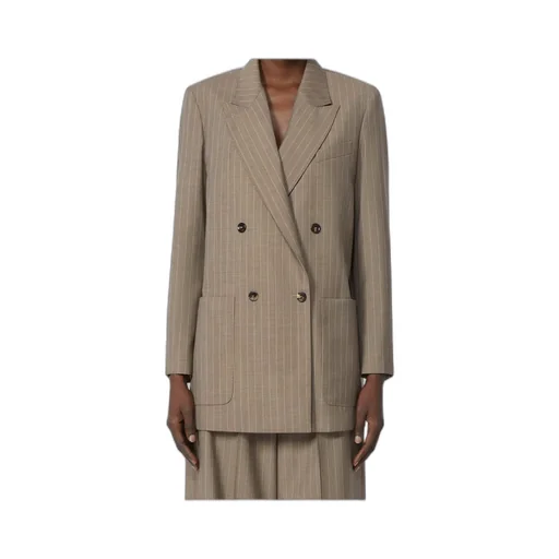 Oversized Striped Wool Blazer