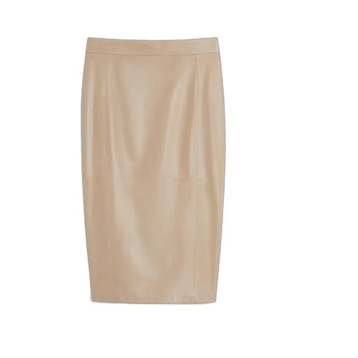 Nappa Leather Pencil Skirt - Sand