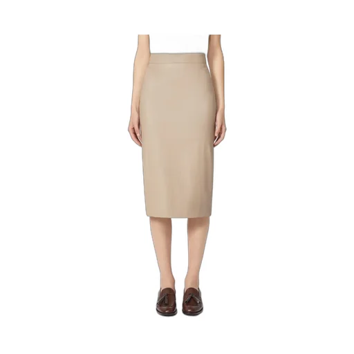 Nappa Leather Pencil Skirt - Sand