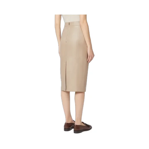 Nappa Leather Pencil Skirt - Sand