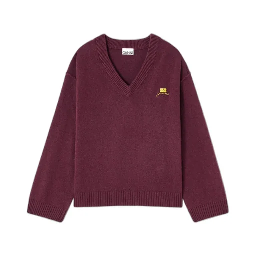 Wool Blend V-Neck Pullover Sweater