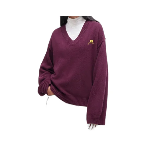 Wool Blend V-Neck Pullover Sweater