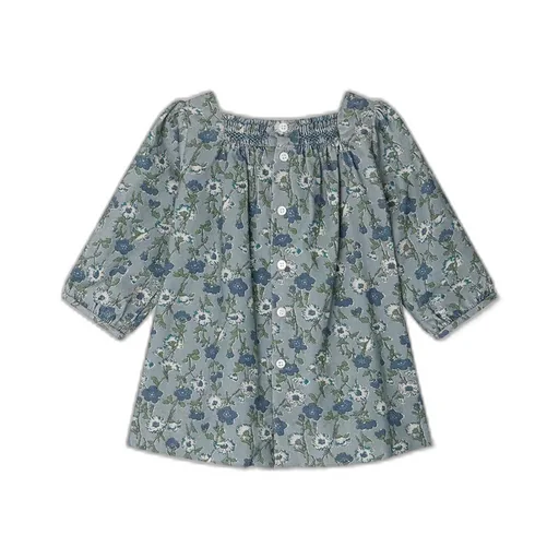 Jada Smocked And Embroidered Dress In Liberty Velvet Fabric