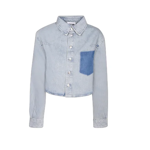 Moschino Jeans Cropped Curved Hem Denim Shirt