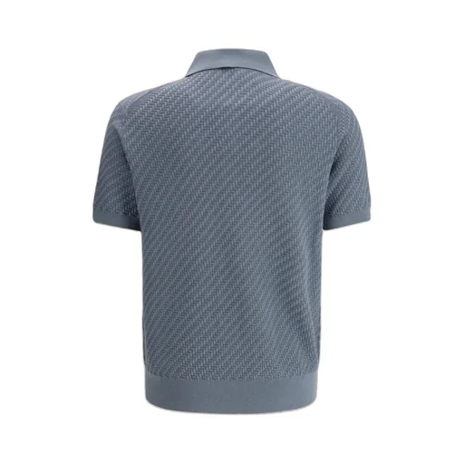 Brioni Woven Pattern Knitted Polo Shirt