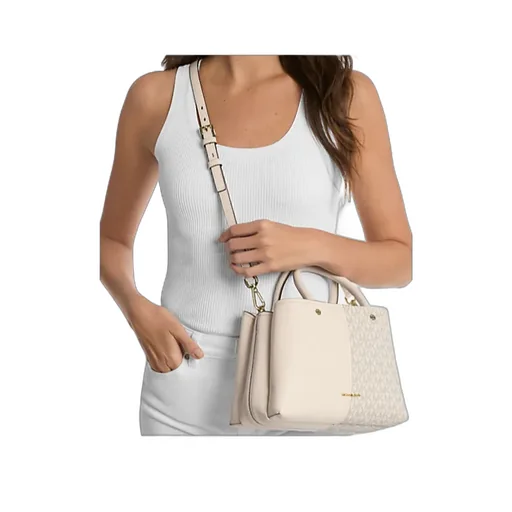 Flora Medium Signature Logo And Leather Satchel