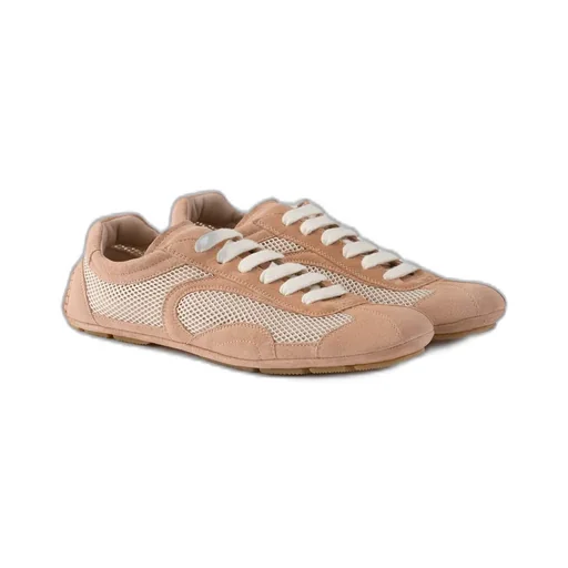 Prada Mesh-Panelled Lace-Up Sneakers