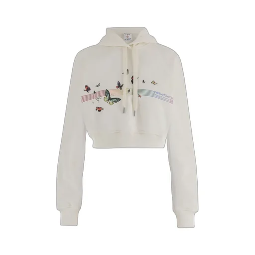 Casablanca Butterfly Print Cropped Sweater