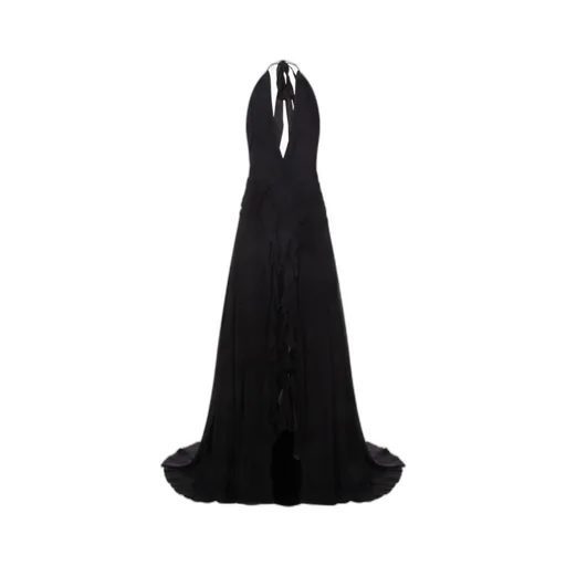 Blumarine V-Neck Open-Back Dress