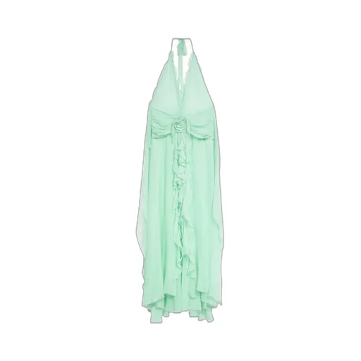 Blumarine V-Neck Open-Back Dress