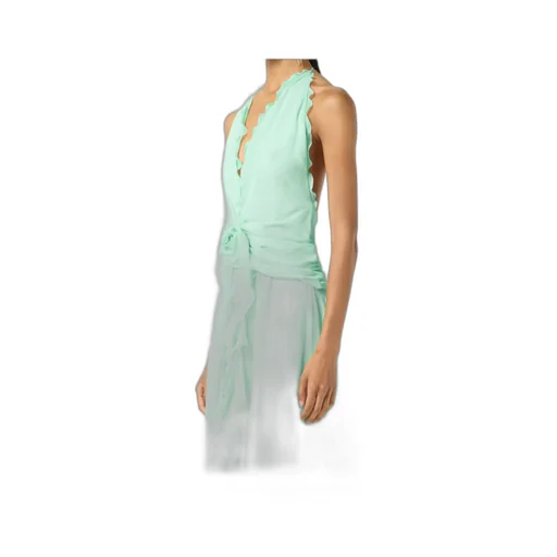 Blumarine V-Neck Open-Back Dress