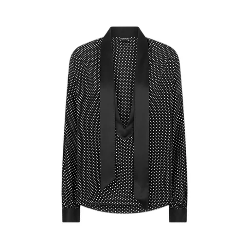 Tom Ford Polka Dot Satin Lavalliere Tunic Top