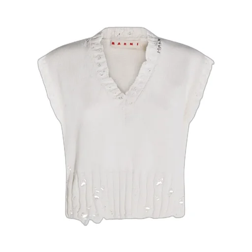 Marni Distressed-Effect V-Neck Knitted Vest
