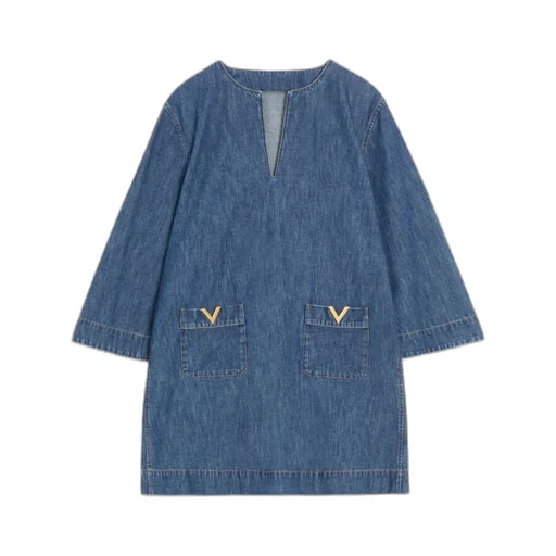 Chambray V-Neck Mini Dress