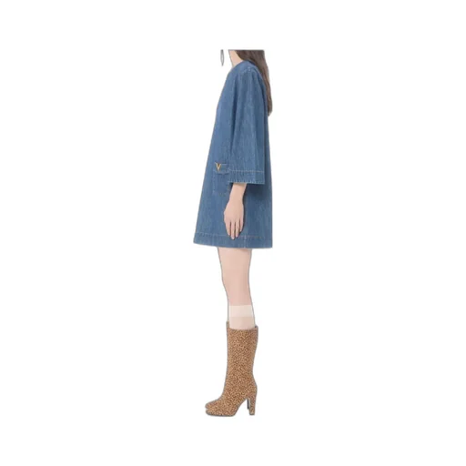 Chambray V-Neck Mini Dress