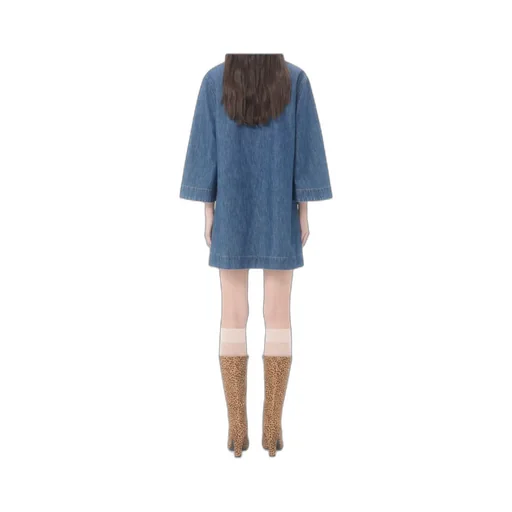 Chambray V-Neck Mini Dress