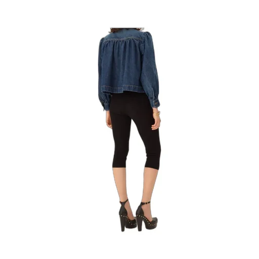 Chloé High-Neck Gathered Denim Jacket