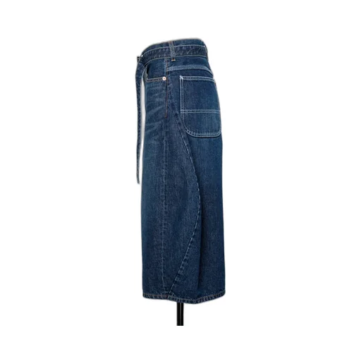Sacai Belted Cropped Denim Shorts