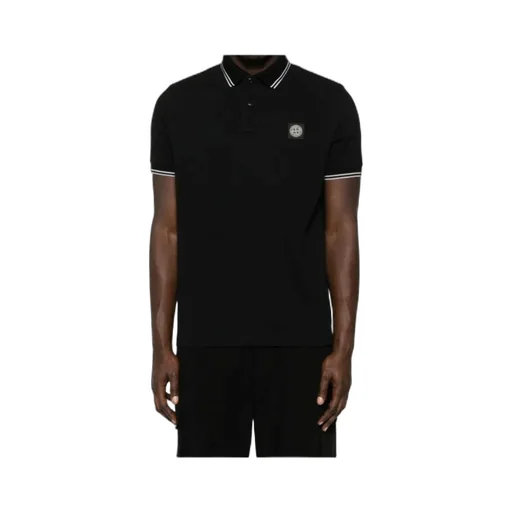 Stone Island Logo Patch Short-Sleeve Polo Shirt