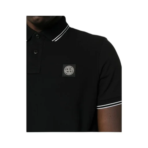 Stone Island Logo Patch Short-Sleeve Polo Shirt