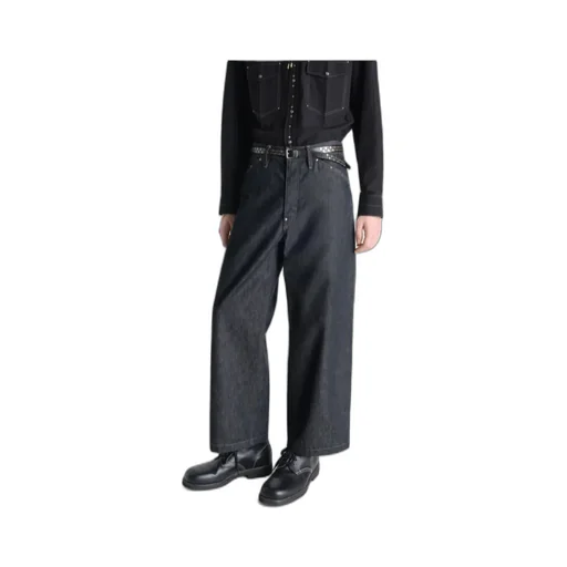 Wide Pant With Studs In Denim