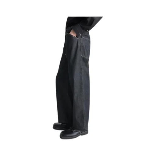 Wide Pant With Studs In Denim