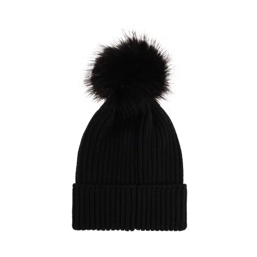 Moncler Enfant Logo Patch Pom Pom Beanie