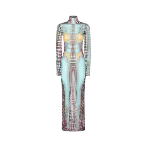 Printed Long-Sleeved Dress