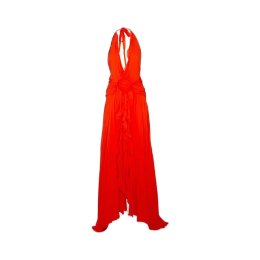 Blumarine V-Neck Open-Back Dress