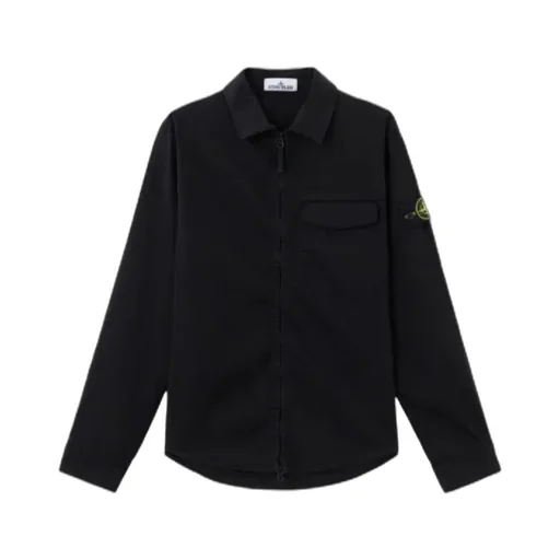 Stone Island Logo Patch Zipped Shirt Jacket