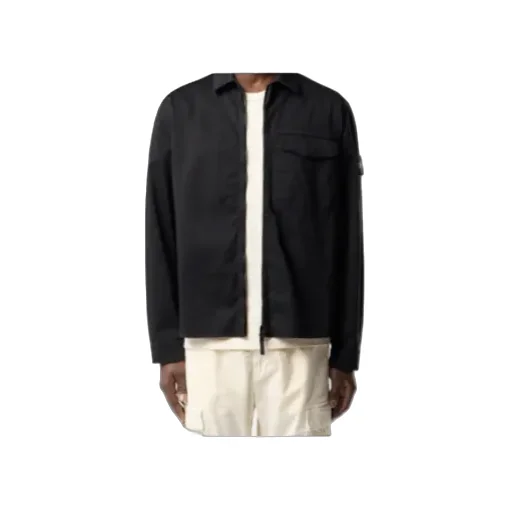 Stone Island Logo Patch Zipped Shirt Jacket