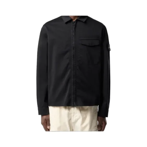 Stone Island Logo Patch Zipped Shirt Jacket