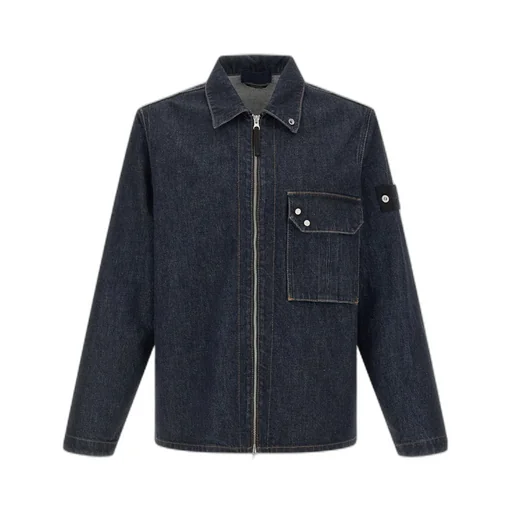Stone Island Logo Patch Denim Shirt