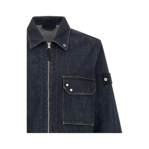 Stone Island Logo Patch Denim Shirt