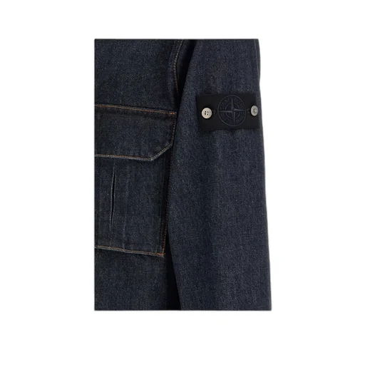 Stone Island Logo Patch Denim Shirt