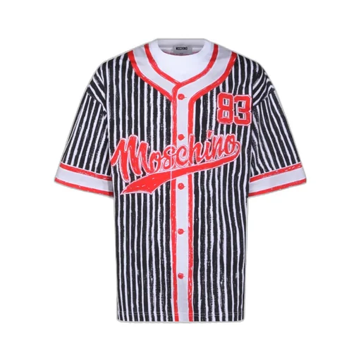 Moschino Logo Printed Striped T-Shirt