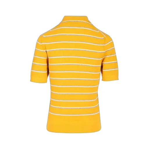 Miu Miu Short-Sleeved Striped Knitted Polo Shirt