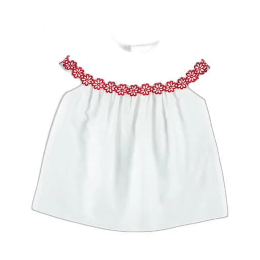 Floral-Trim Blouse