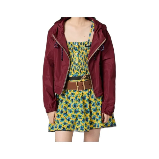 Miu Miu Logo-Rubberised Zipped Hooded Jacket