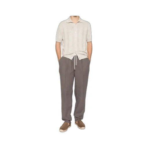 Button-Up Ribbed-Knit Shirt