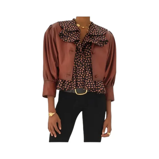 Short, Collarless Leather Jacket