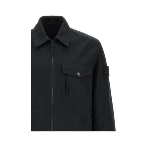 Stone Island Logo Patch Zip-Up Overshirt