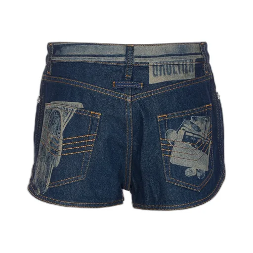 Jean Paul Gaultier Printed Denim Mini Shorts