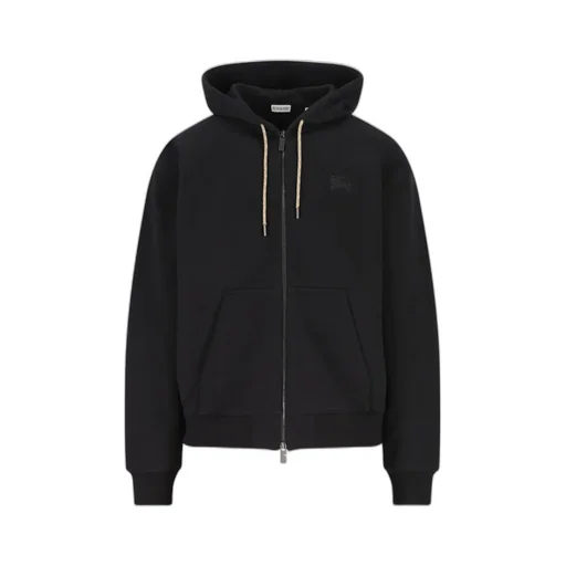 Burberry Checked Zip-Up Drawstring Hoodie